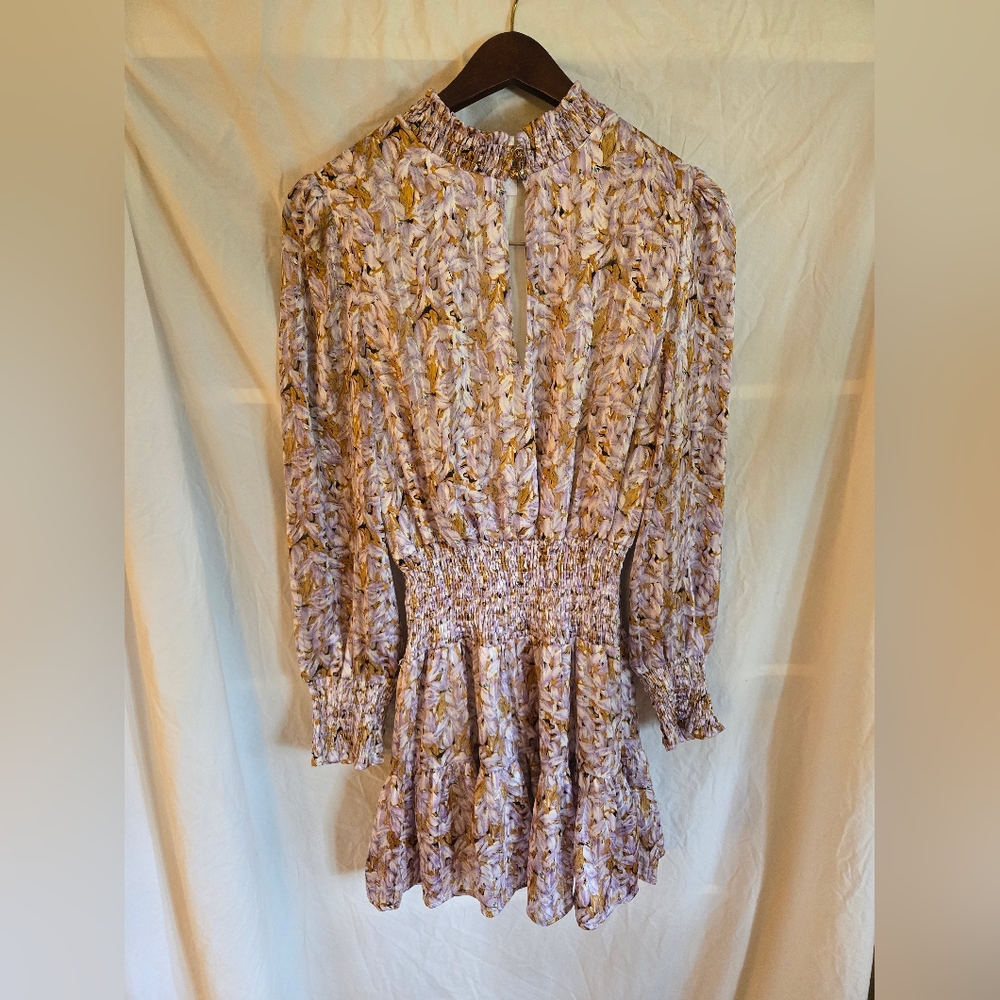 MLE KC Purple Metallic Floral Mini Dress size Medium